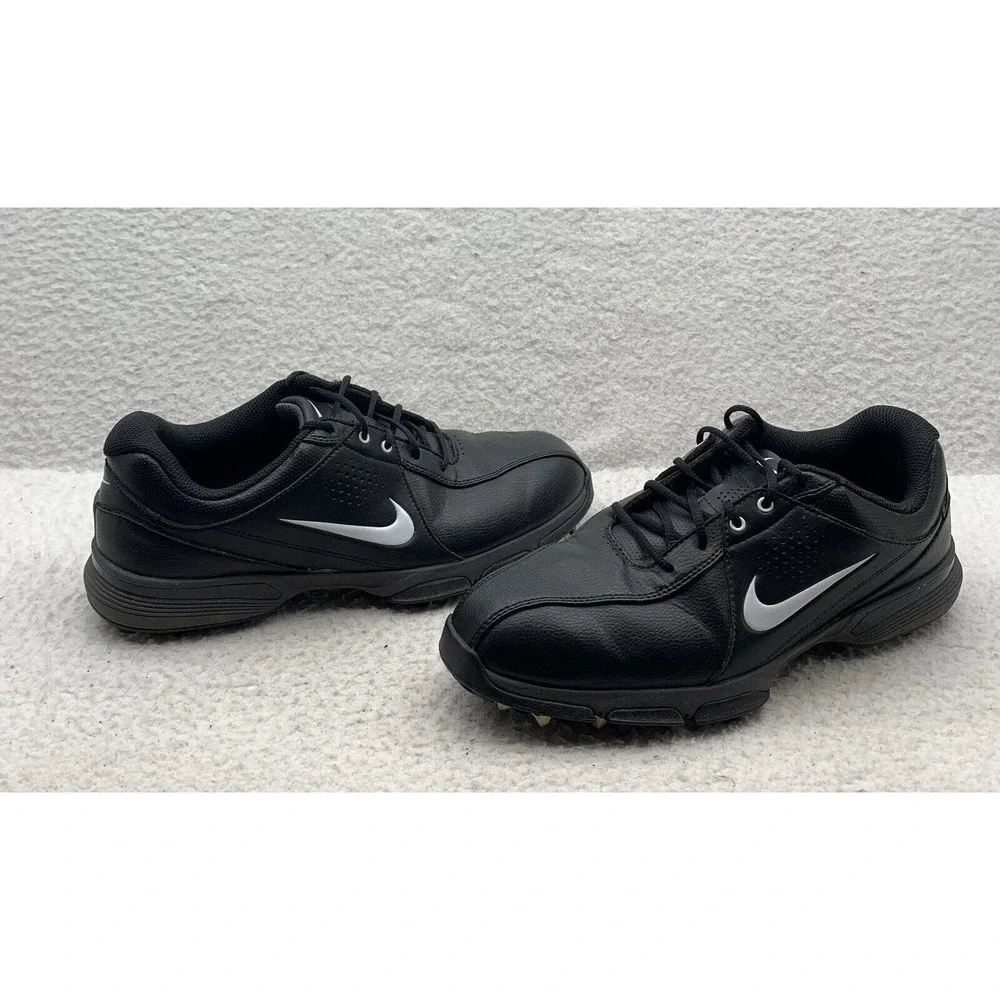 Nike Durasport III Golf Shoes Mens 8 Black Leather‎ Soft Spike Dad Sports